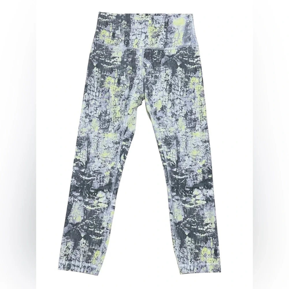 lululemon athletica. Gray & Lime Abstract Print Leggings